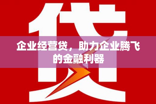 温岭企业经营贷，助力企业腾飞的金融利器
