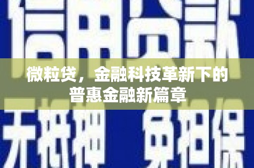 温岭微粒贷，金融科技革新下的普惠金融新篇章