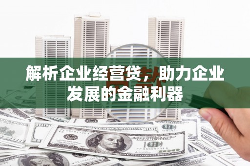 温岭解析企业经营贷，助力企业发展的金融利器