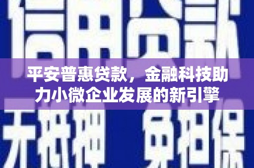 温岭平安普惠贷款，金融科技助力小微企业发展的新引擎