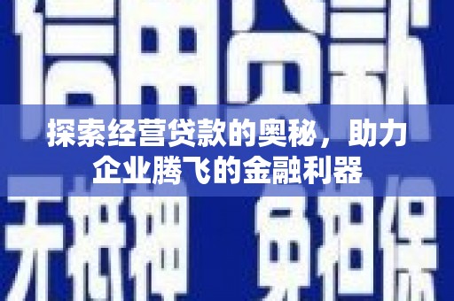 温岭探索经营贷款的奥秘，助力企业腾飞的金融利器