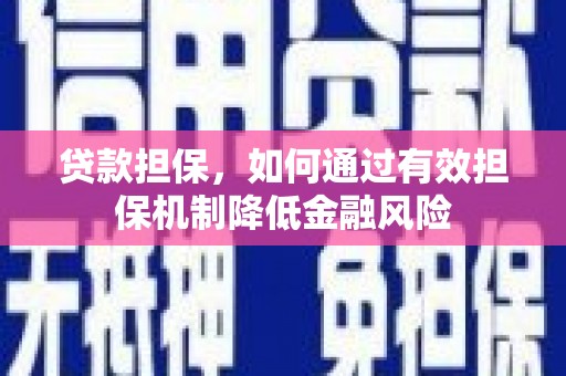温岭贷款担保，如何通过有效担保机制降低金融风险